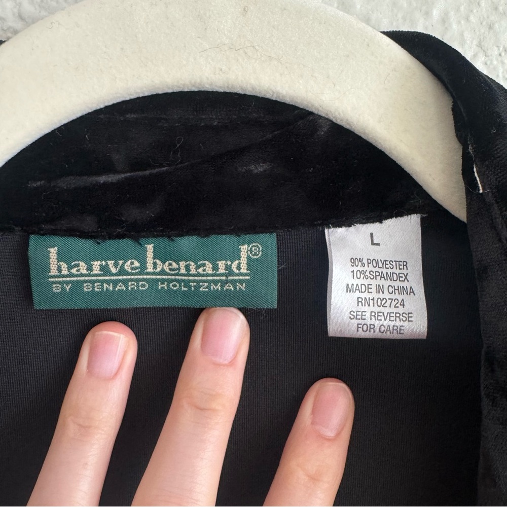 VTG Harvard Benard Large Velour Crushed Velvet Button Down Whimsigoth Cardigan‎ - Picture 3 of 9